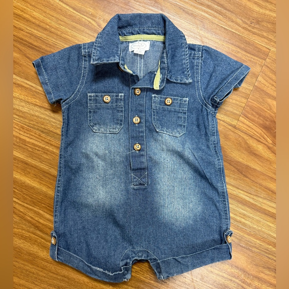 Mud Pie Classic Blue Denim Romper